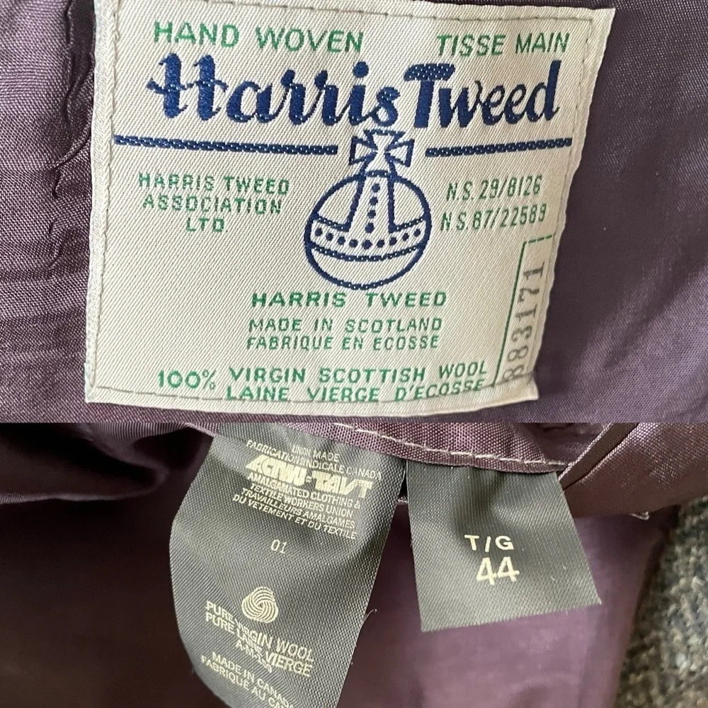 HARRIS TWEED Vintage Hand Woven Wool Blazer Blue Grey 44 - Picture 6 of 6